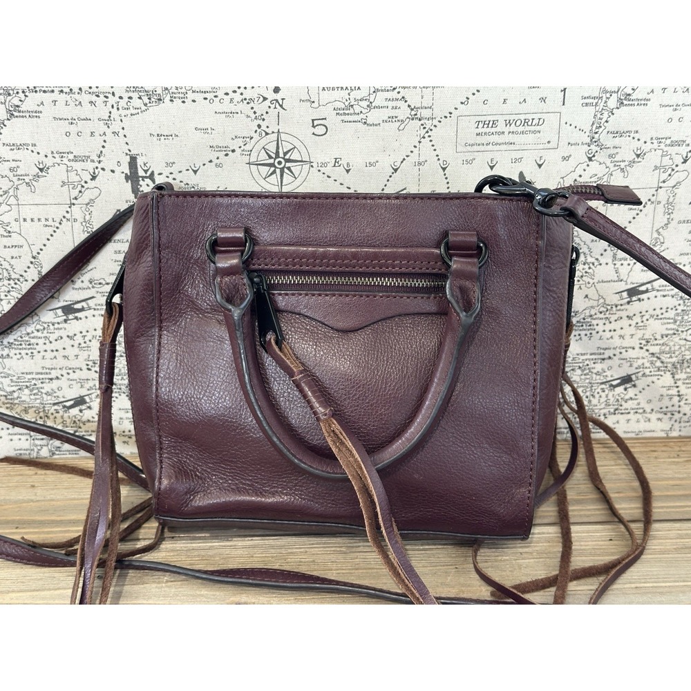Rebecca Minkoff Crossbody Purse Hand Bag Burgundy Tasseled Fringe